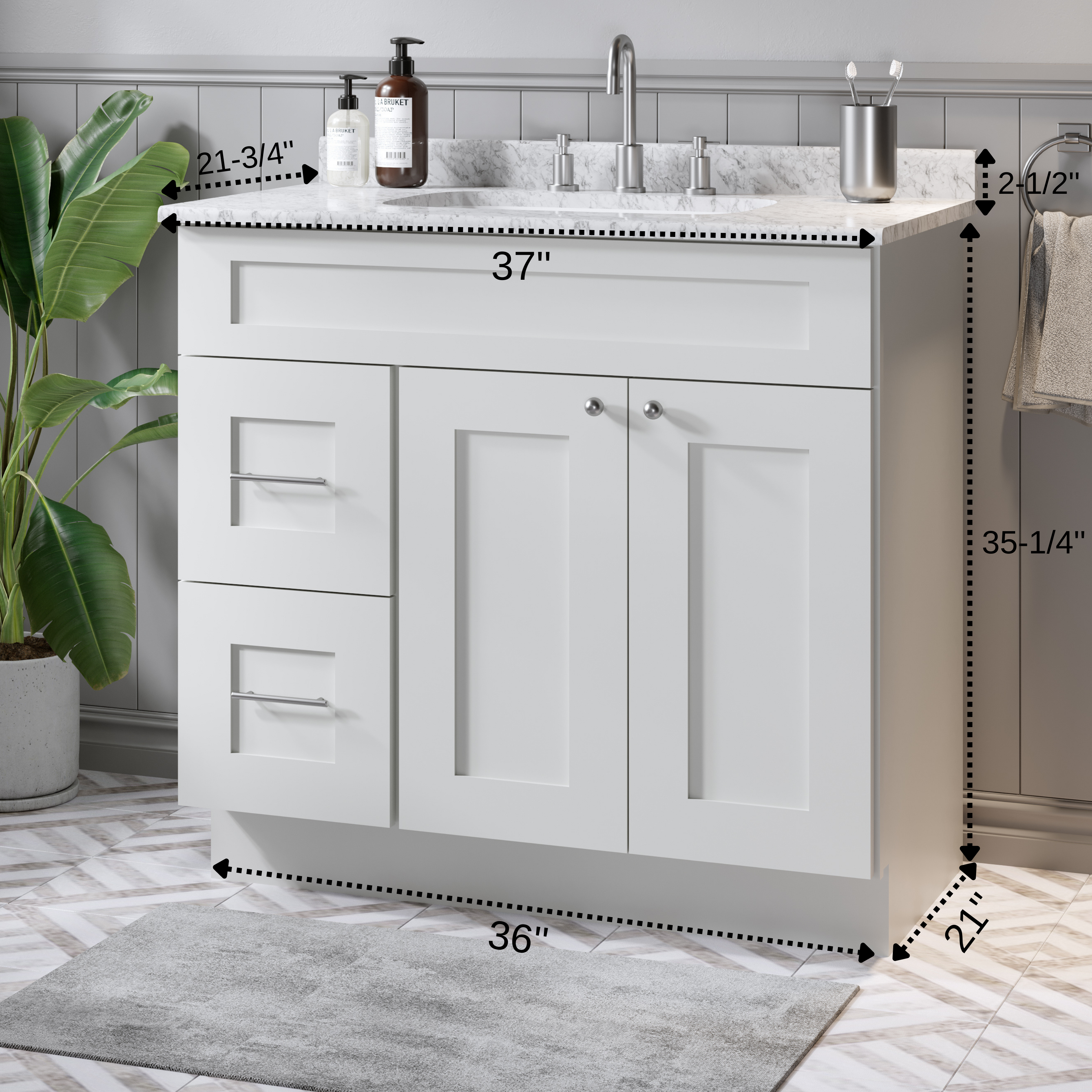 Bathroom vanity with online drawers
