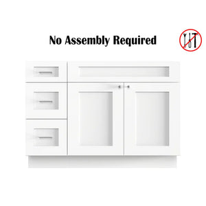 Disar 51" Single Bathroom Vanity Base Only in White (Left Drawer)