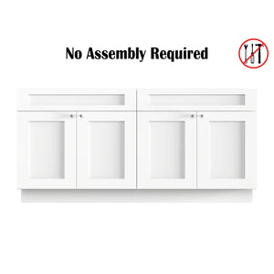 Disar 72" Double Bathroom Vanity Base Only in White