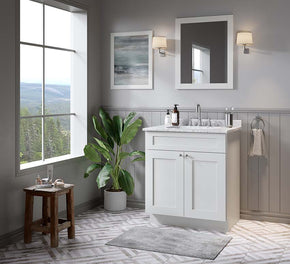 Disar 24" Quartz Top White Bathroom Vanity Single Sink